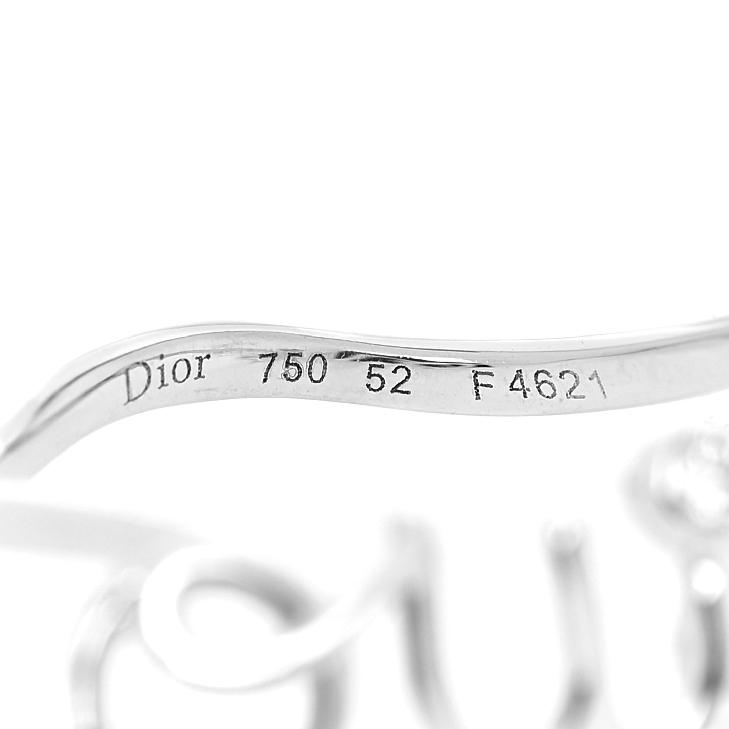 18K White Gold Diamond Oui Ring 52 6