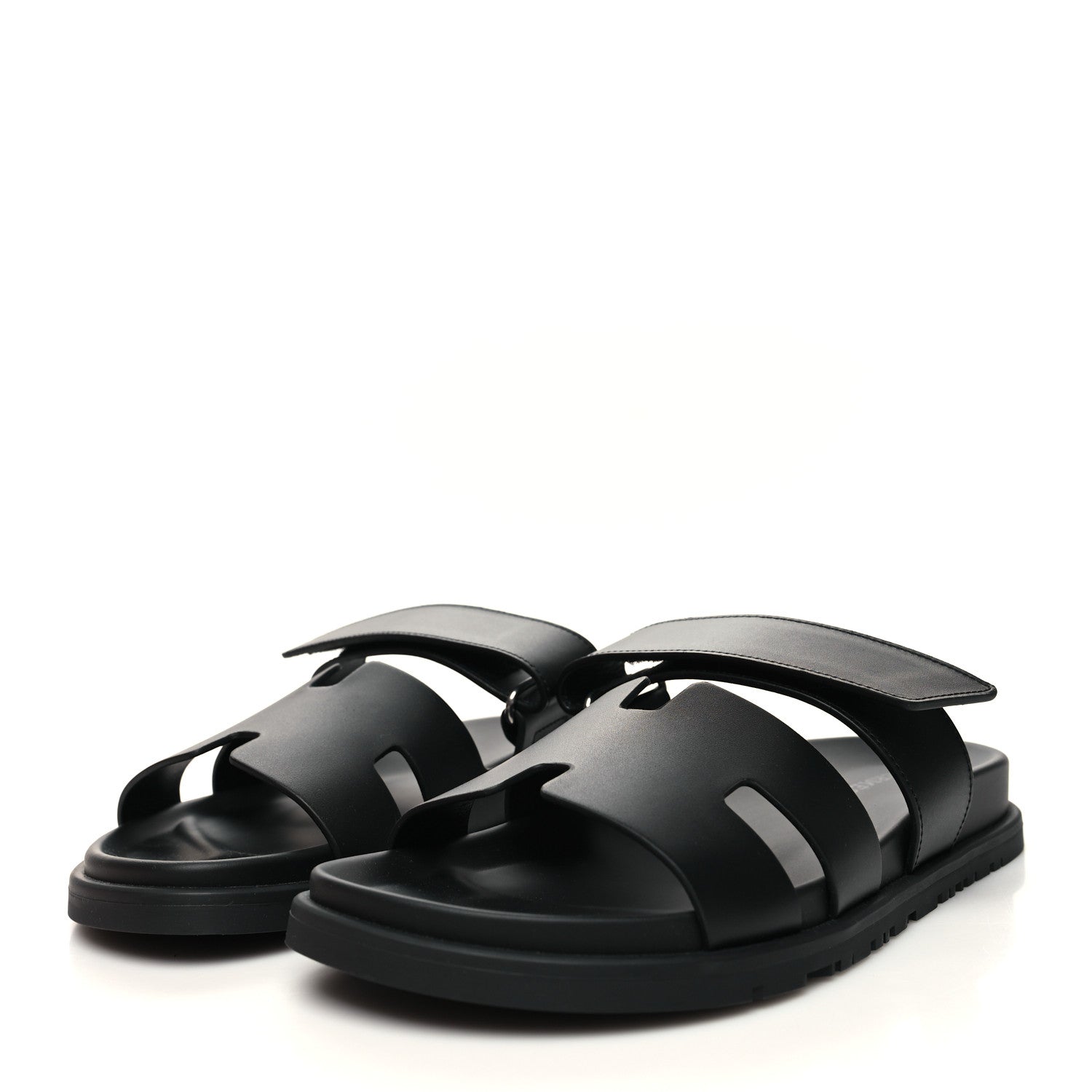 Hermes Calfskin Chypre Sandals 39.5 Black 3 of 9