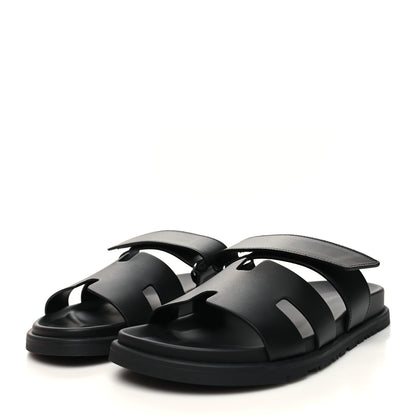 Hermes Calfskin Chypre Sandals 39.5 Black 3 of 9