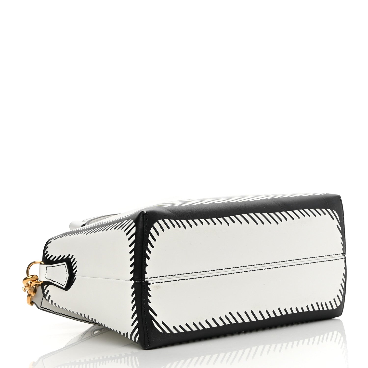 Fendi X JOSHUA VIDES Vitello Century Logo Medium By The Way Boston Bag White Black 4 of 12