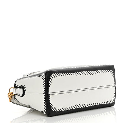 Fendi X JOSHUA VIDES Vitello Century Logo Medium By The Way Boston Bag White Black 4 of 12