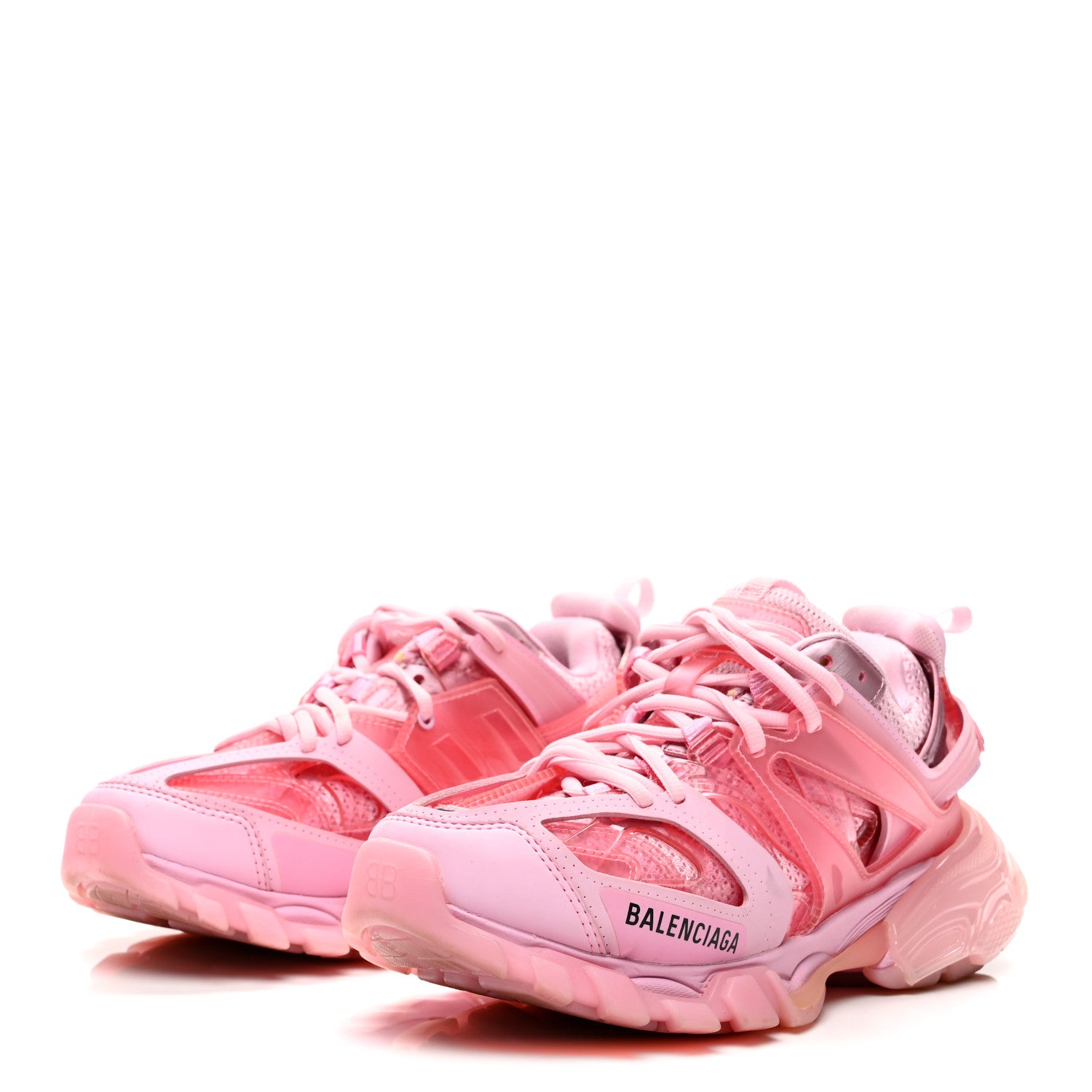 Balenciaga Fabric Mesh Clear Sole Womens Triple S Sneakers 36 Pink 3 of 9