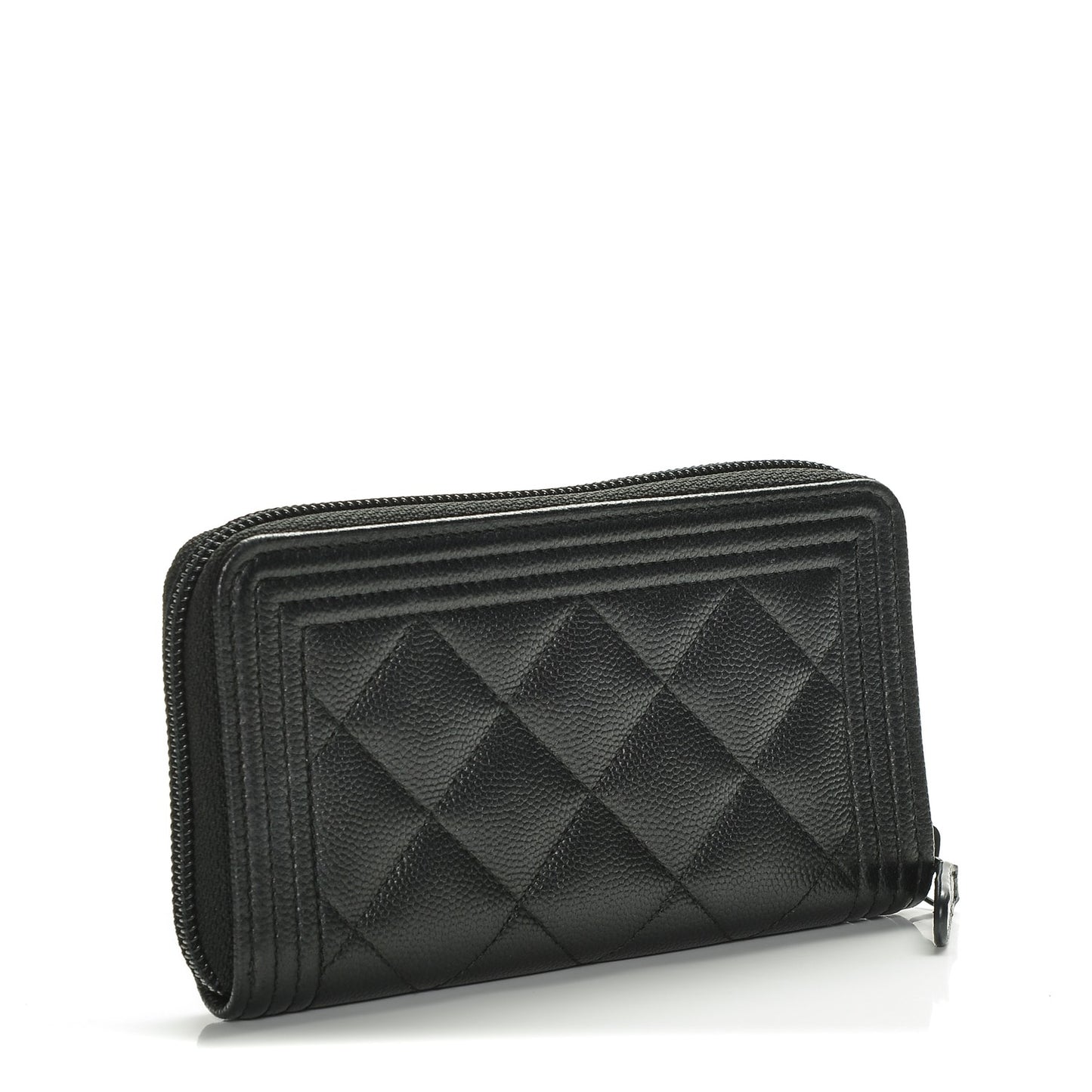 Caviar Quilted Small Boy Zip Around Wallet So Black