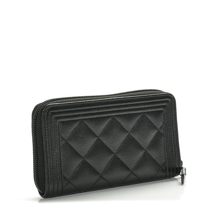 Chanel Caviar Quilted Small Boy Zip Around Wallet So Black 3 of 8
