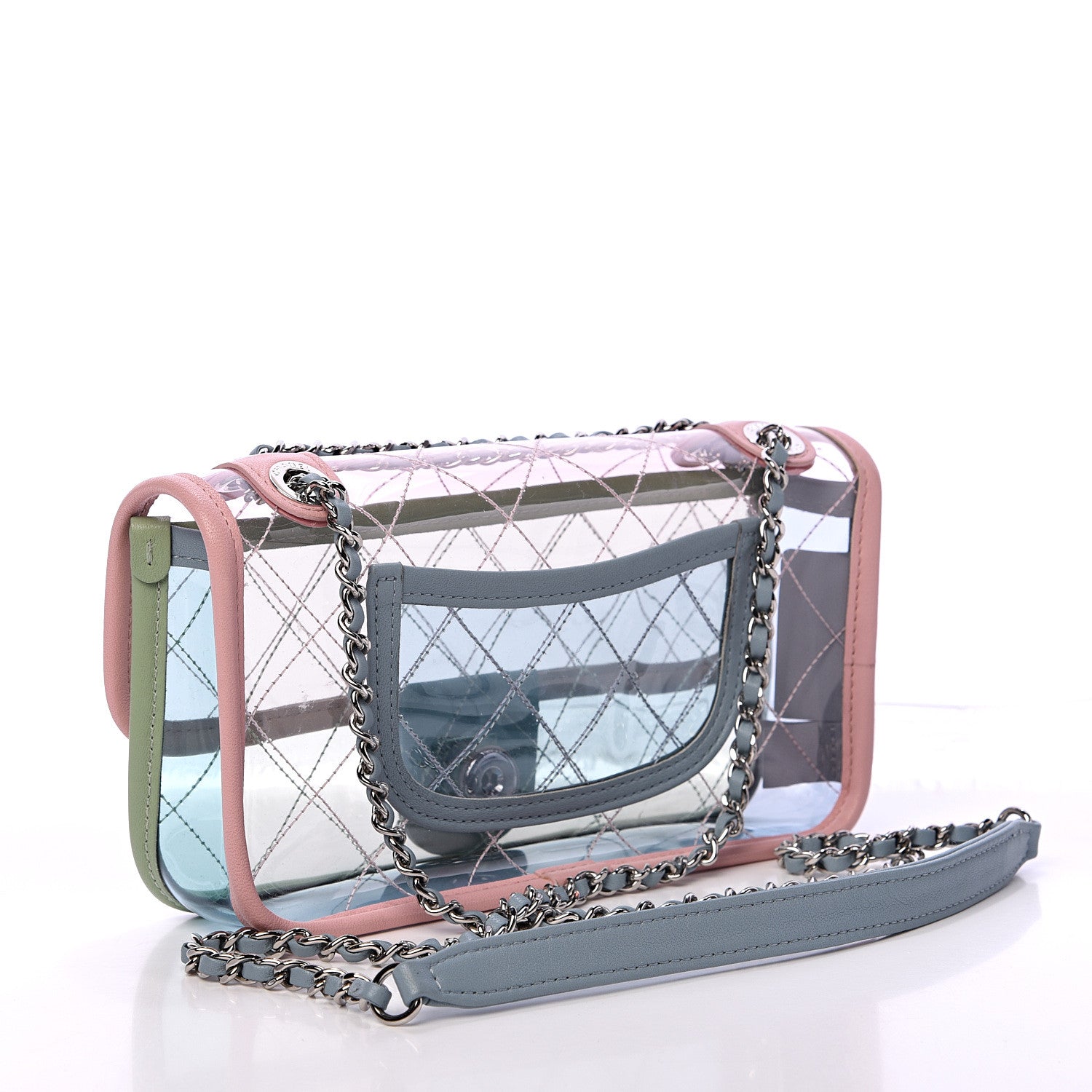 Chanel Lambskin PVC Quilted Mini Coco Splash Flap Blue Green 2 of 9