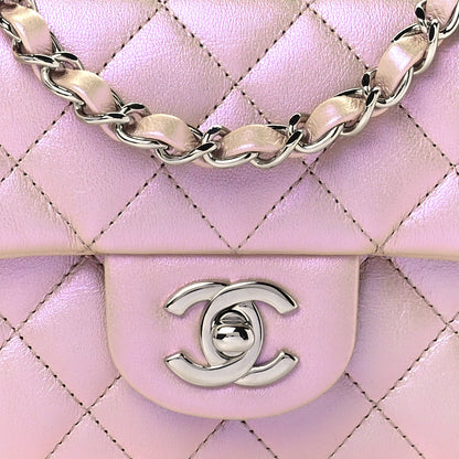 Chanel Iridescent Calfskin Quilted Mini Rectangular Flap Pink 9 of 12