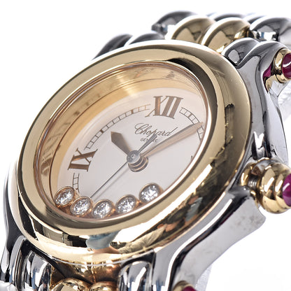 Chopard Stainless Steel 18K Yellow Gold 5 Diamond 26mm Happy Sport Quartz Watch 8 of 10