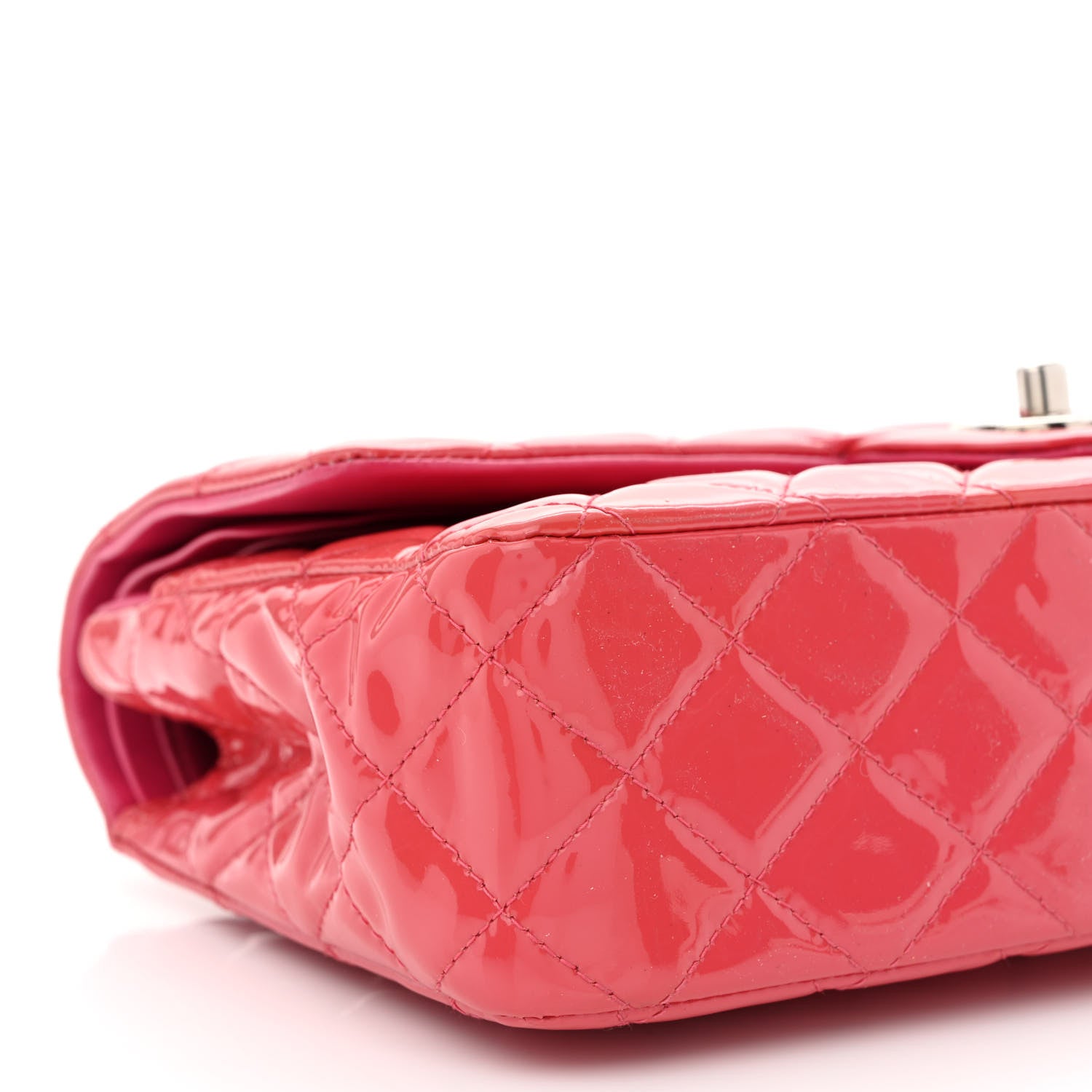 Chanel Patent Quilted Medium Double Flap Pink 9 of 16