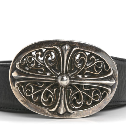 Chrome Hearts Calfskin Sterling Silver Cross Oval Belt 85 34 Black 9 of 9