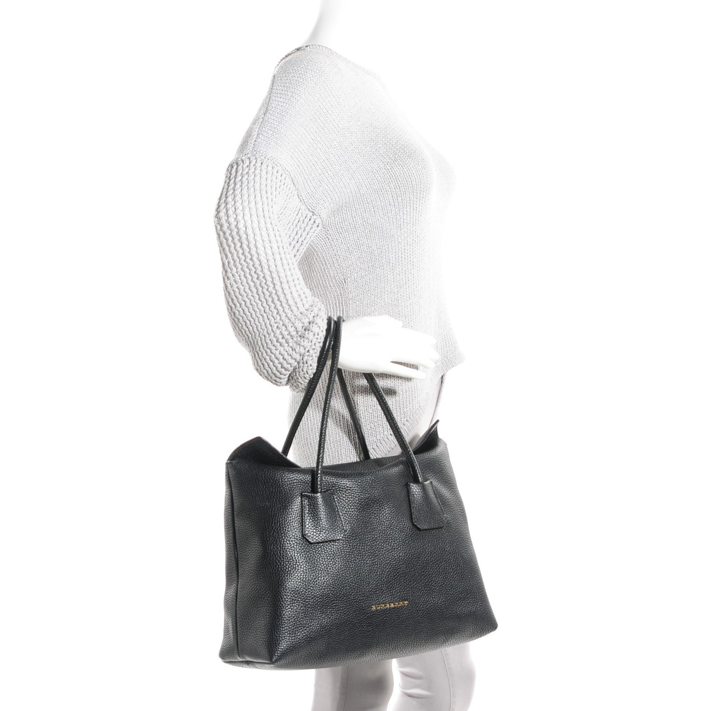 London Grainy Calfskin Medium Baynard Tote Black