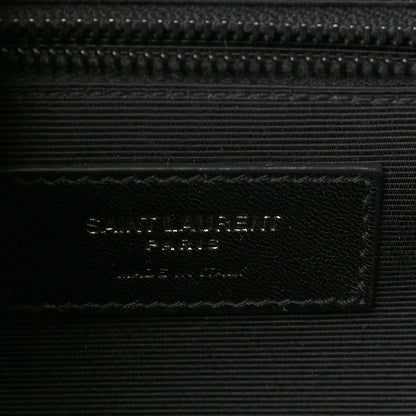 Saint Laurent Grain De Poudre Textured Mixed Matelasse Large Triquilt Monogram Monochrome Satchel Black 6 of 10
