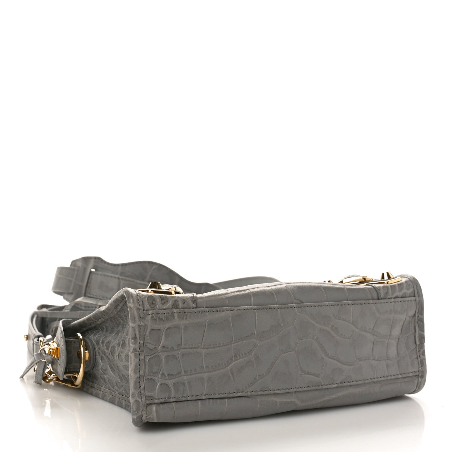 Balenciaga Calfskin Crocodile Embossed Gold Metallic Edge Hardware Mini City Haussmannien 4 of 8