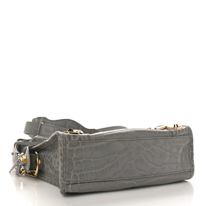 Balenciaga Calfskin Crocodile Embossed Gold Metallic Edge Hardware Mini City Haussmannien 4 of 8