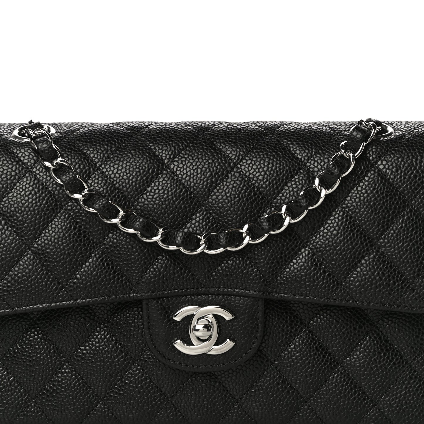 Caviar Quilted Small Double Flap Black