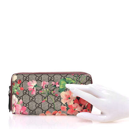 Gucci GG Supreme Monogram Blooms Zip Around Wallet Beige Multicolor Dry Rose 2 of 6