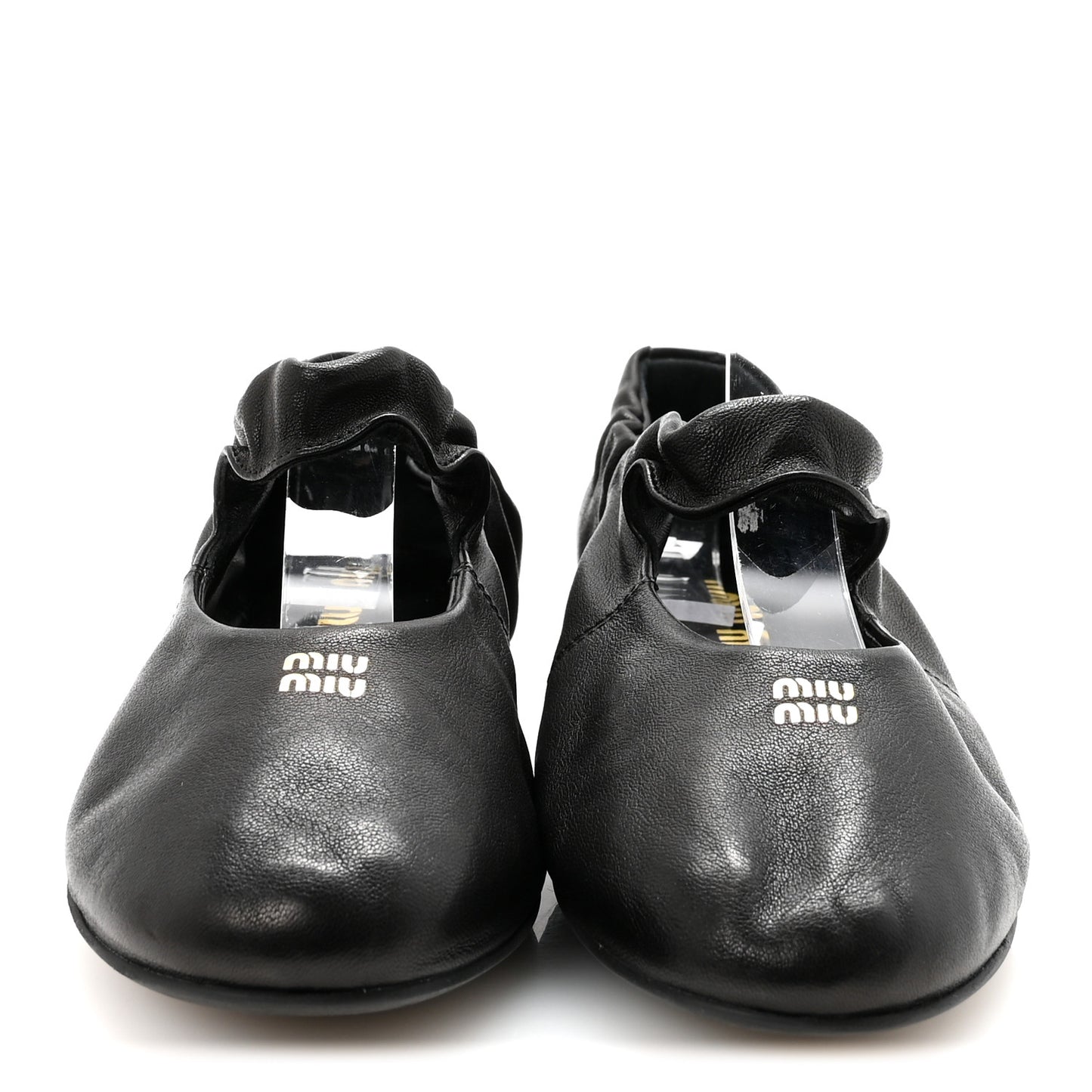 Nappa Ruched Ballerina Flats 37.5 Black