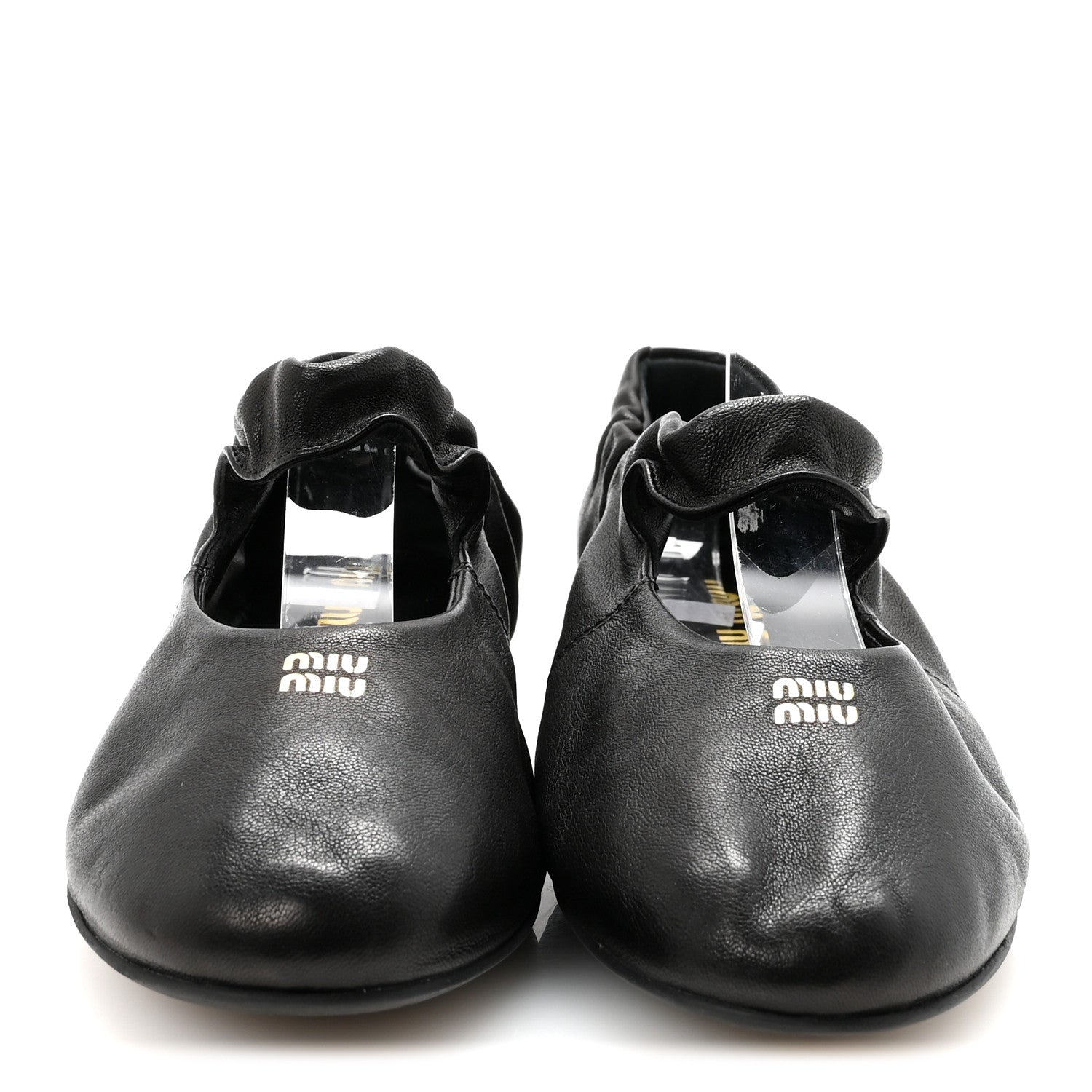 Miu Miu Nappa Ruched Ballerina Flats 37.5 Black 3 of 9