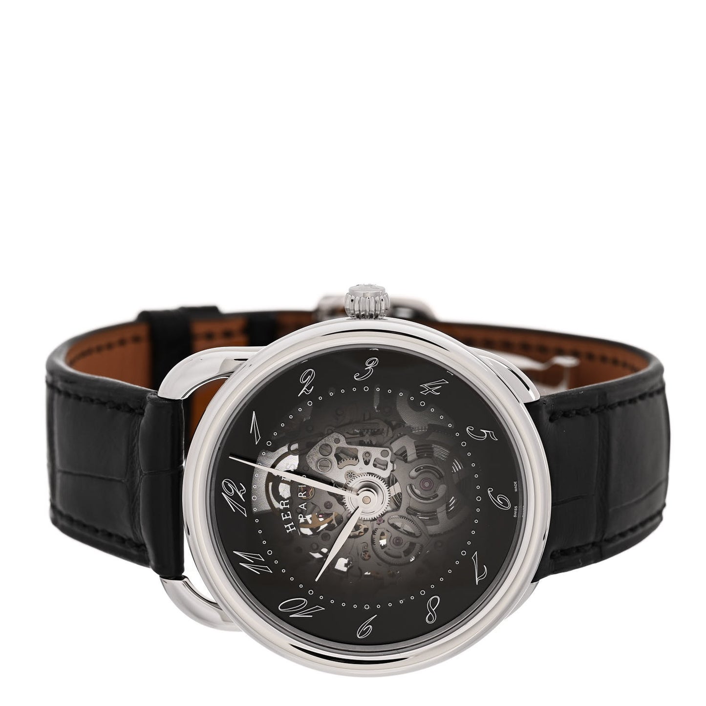 Stainless Steel Alligator 40mm Arceau Squelette Automatic Watch Noir