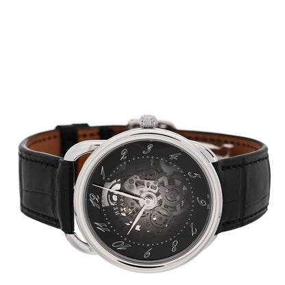Hermes Stainless Steel Alligator 40mm Arceau Squelette Automatic Watch Noir 2 of 5