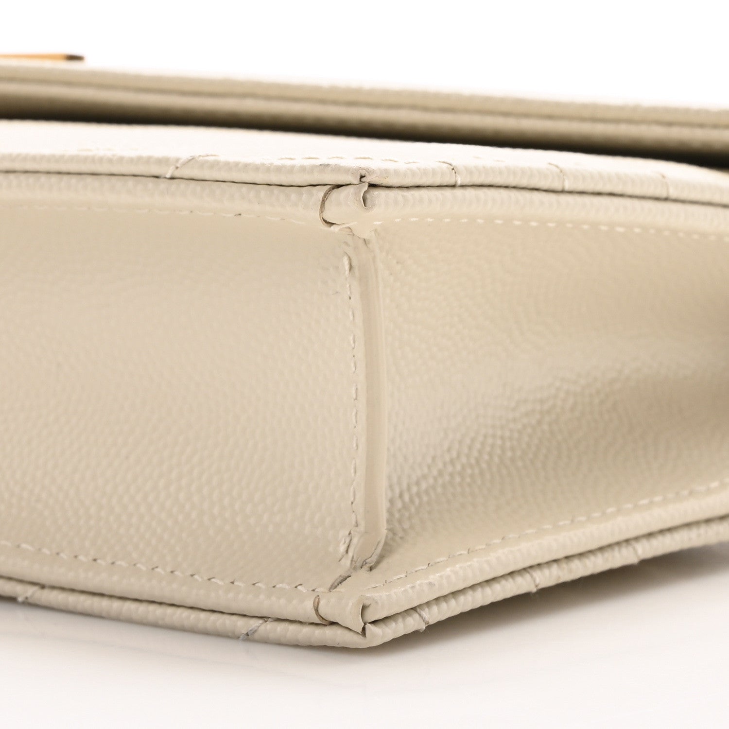 Saint Laurent Grain De Poudre Matelasse Chevron Monogram Envelope Chain Wallet Crema Soft 10 of 10