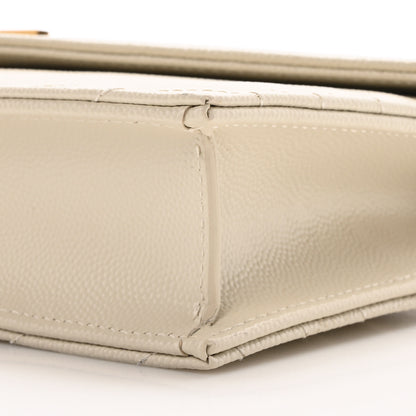 Saint Laurent Grain De Poudre Matelasse Chevron Monogram Envelope Chain Wallet Crema Soft 10 of 10
