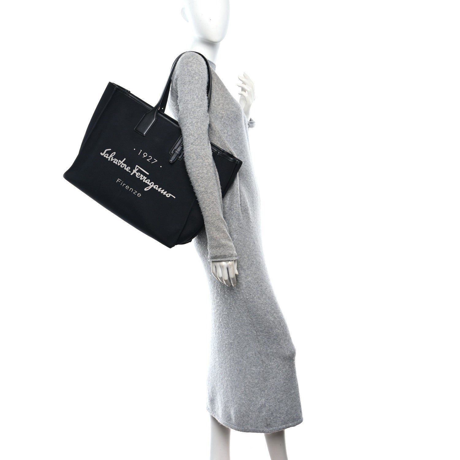 Salvatore Ferragamo Canvas 1927 Signature Tote Black 3 of 15