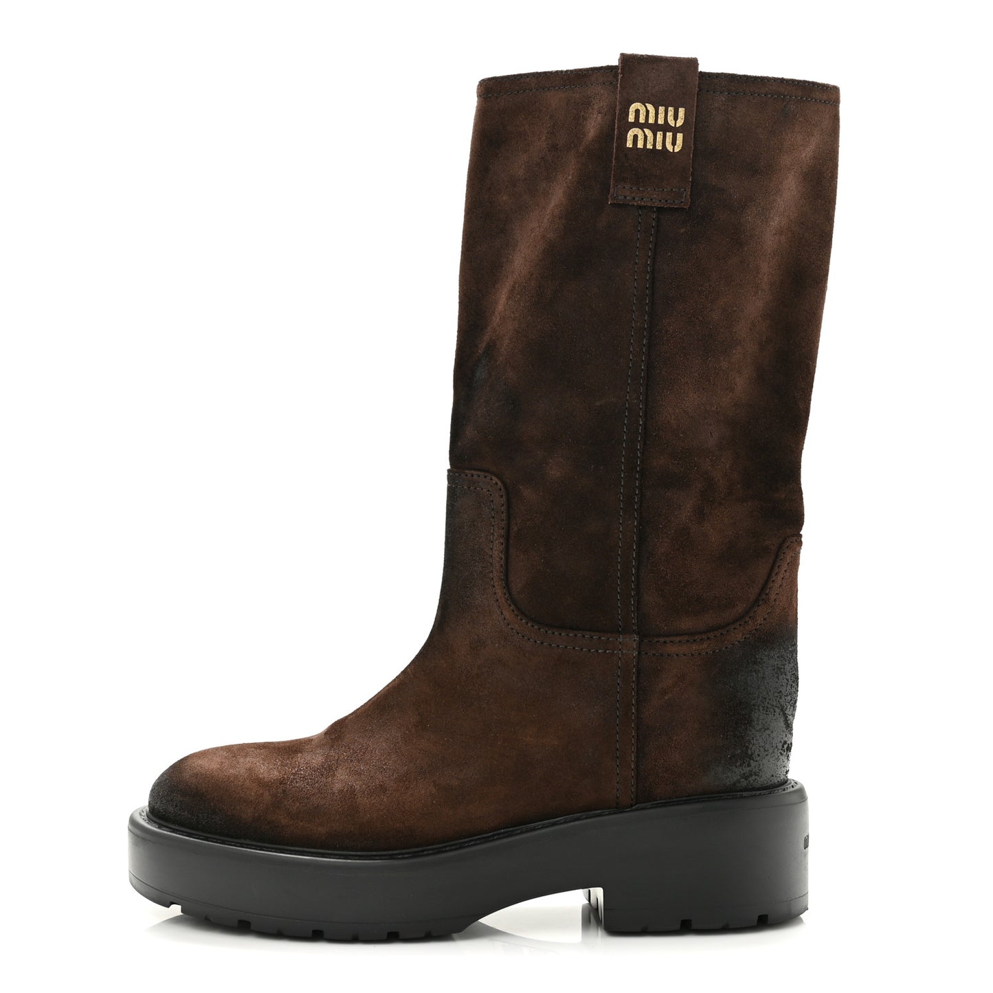 Vintage Effect Suede Mid Calf Boots 39.5 Morro