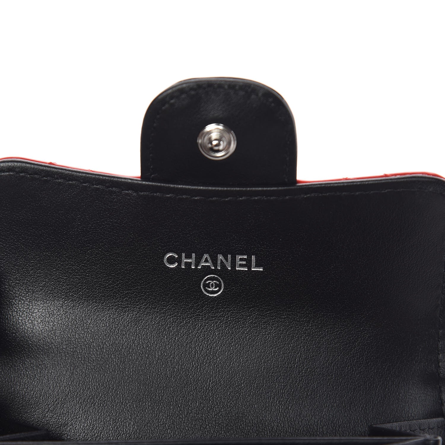 Chanel Patent Quilted Bi-Color Flap Card Holder Wallet Black Red 6 of 9