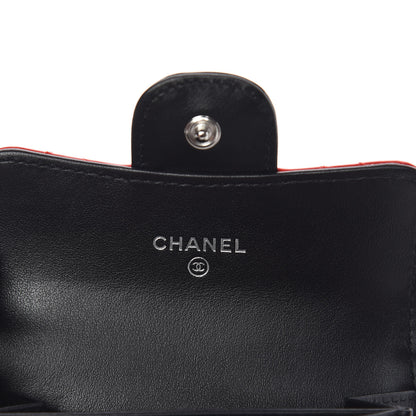 Chanel Patent Quilted Bi-Color Flap Card Holder Wallet Black Red 6 of 9