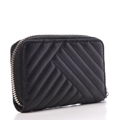 Chanel Lambskin Quilted Crossing Zip Around Coin Purse Black 3 of 7