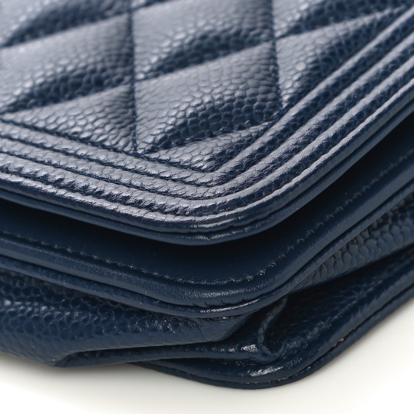 Caviar Quilted Boy Wallet On Chain WOC Navy
