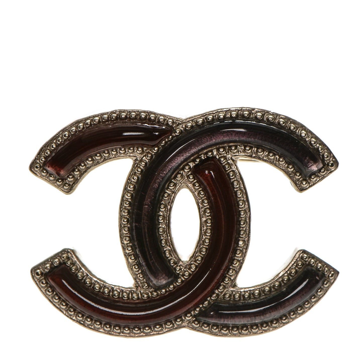 Enamel CC Brooch Gold Red Purple