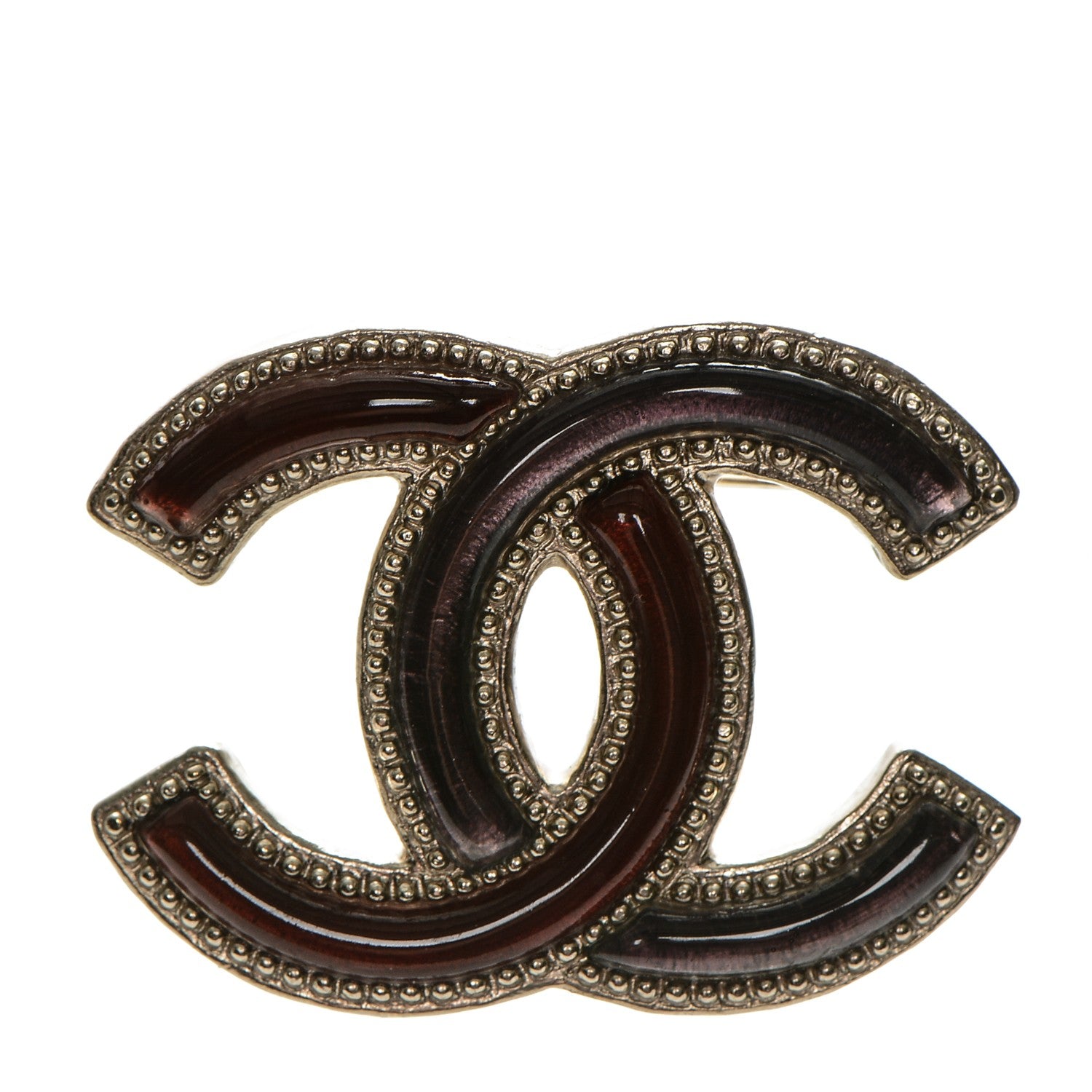 Chanel Enamel CC Brooch Gold Red Purple 1 of 4