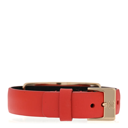 Chanel Calfskin Logo Buckle Bracelet Red 3 of 4