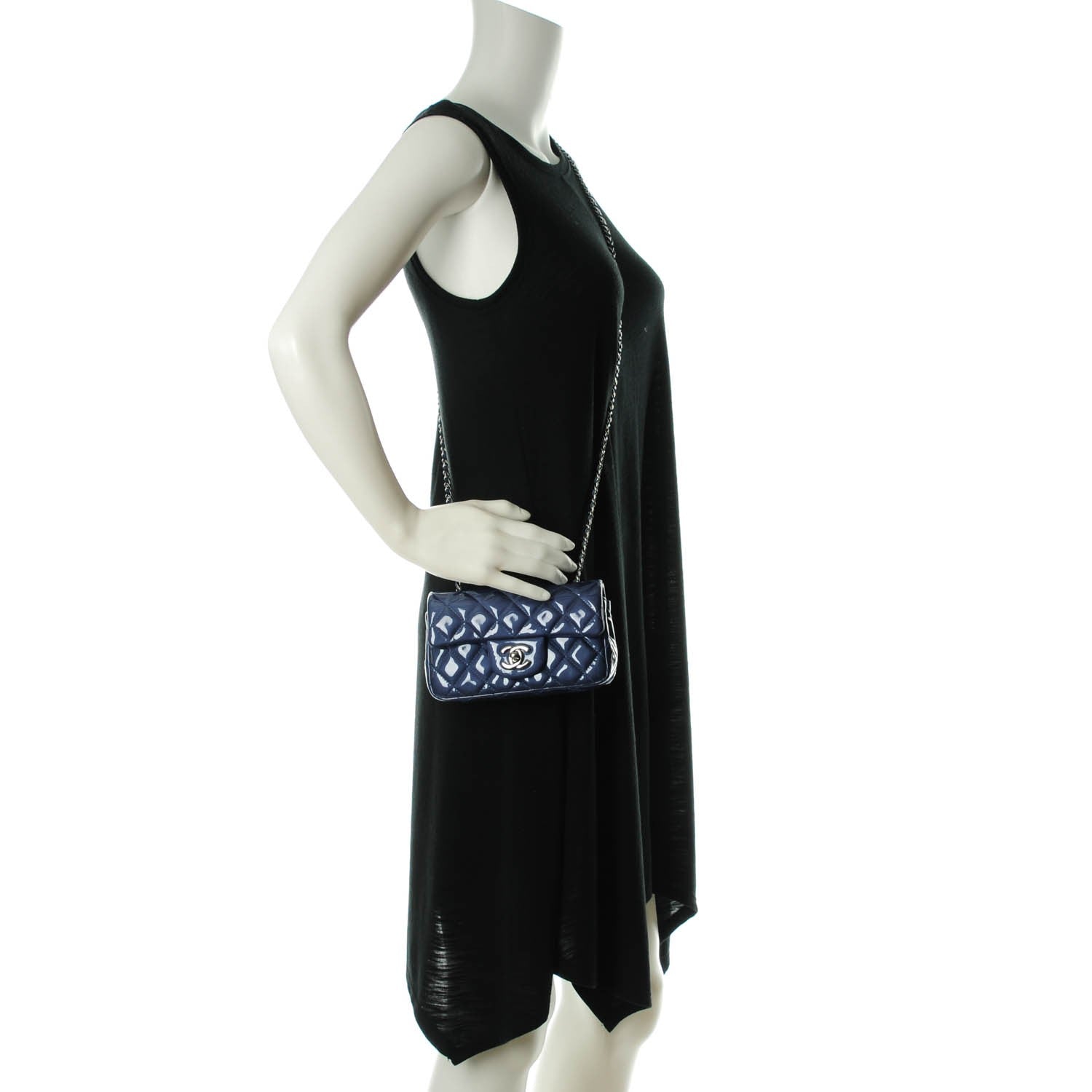 Chanel Patent Calfskin Quilted Mini Rectangular Flap Blue 2 of 8