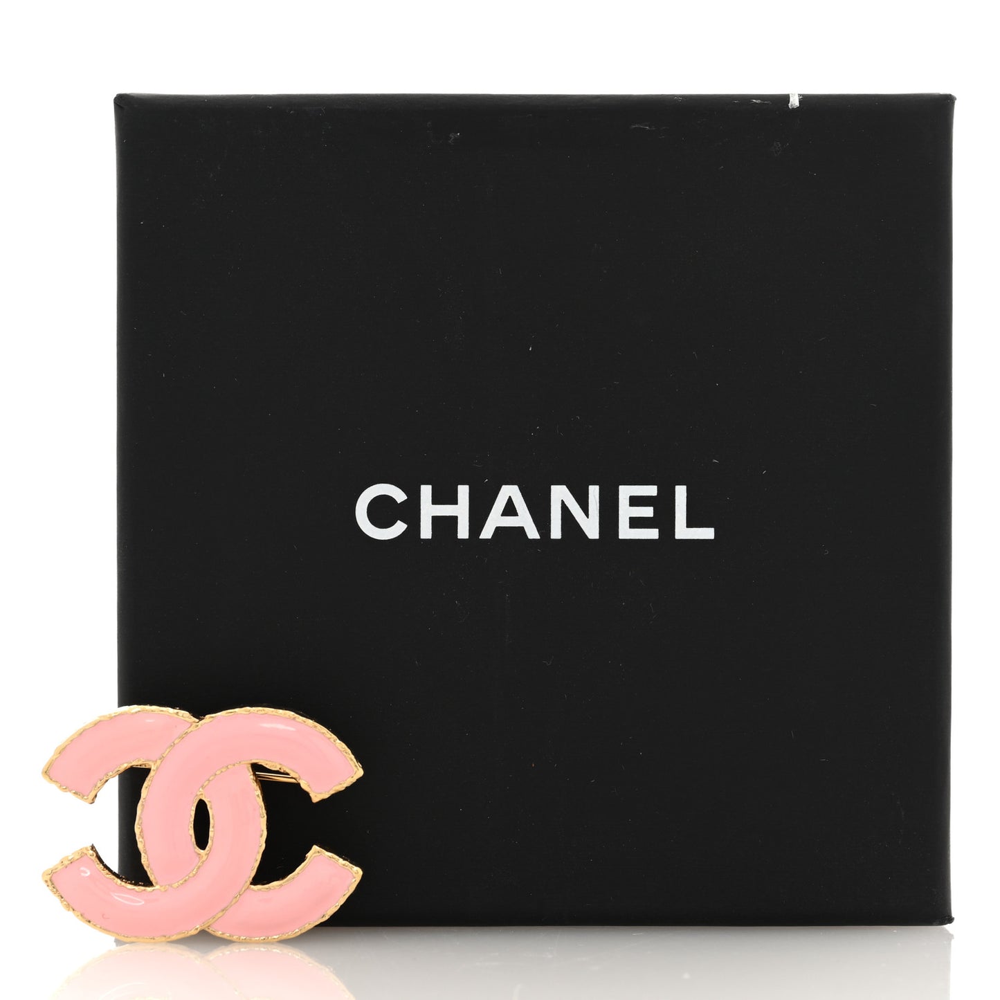 Metal Enamel CC Brooch Gold Pink
