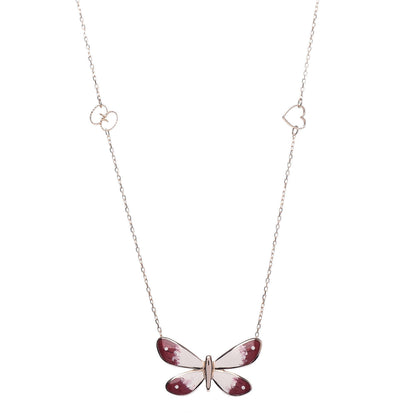 Gucci 18K Rose Gold Enamel Flora Butterfly Pendant Necklace 1 of 6