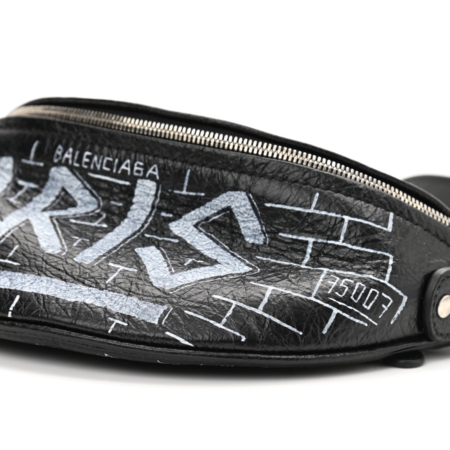 Balenciaga Agneau Arena Graffiti All Over XXS Souvenir Belt Bag Black White 9 of 10
