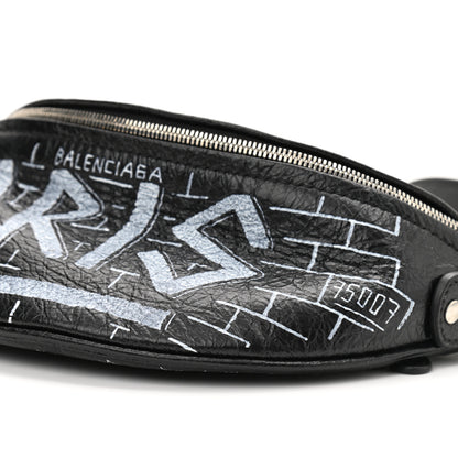 Balenciaga Agneau Arena Graffiti All Over XXS Souvenir Belt Bag Black White 9 of 10