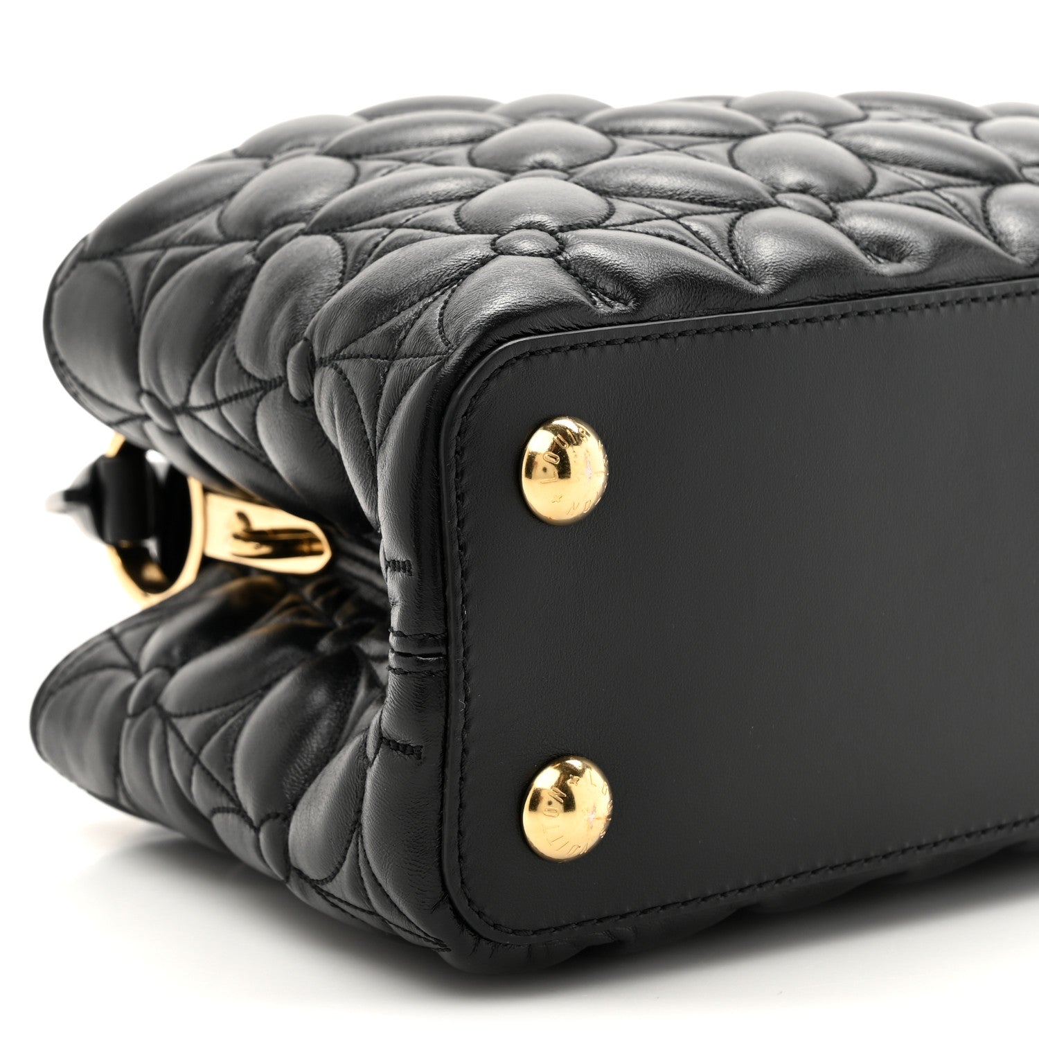 Louis Vuitton Lambskin Quilted Flower Capucines East West MM Black 7 of 8