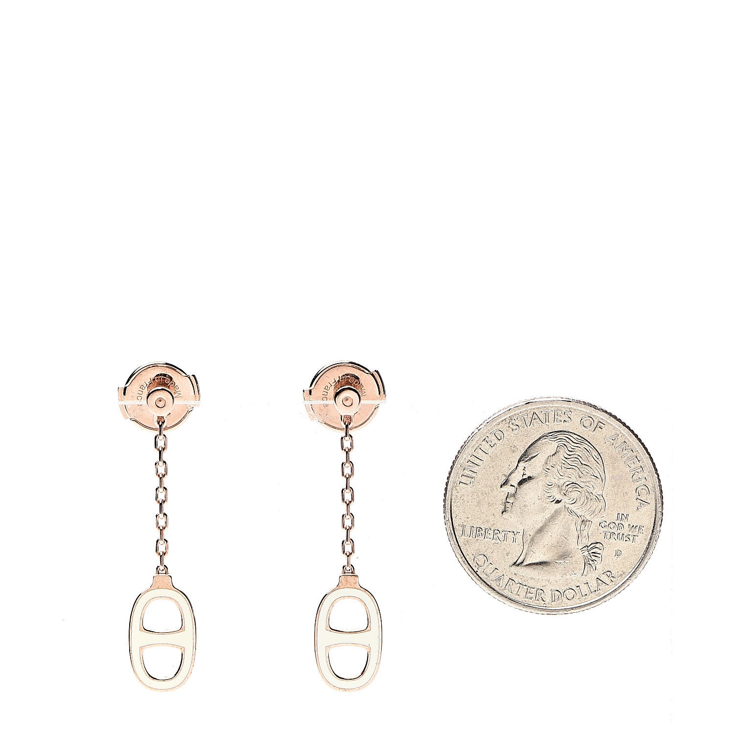 Hermes Rose Gold Lacquered Farandole Drop Earrings Ecru 2 of 5