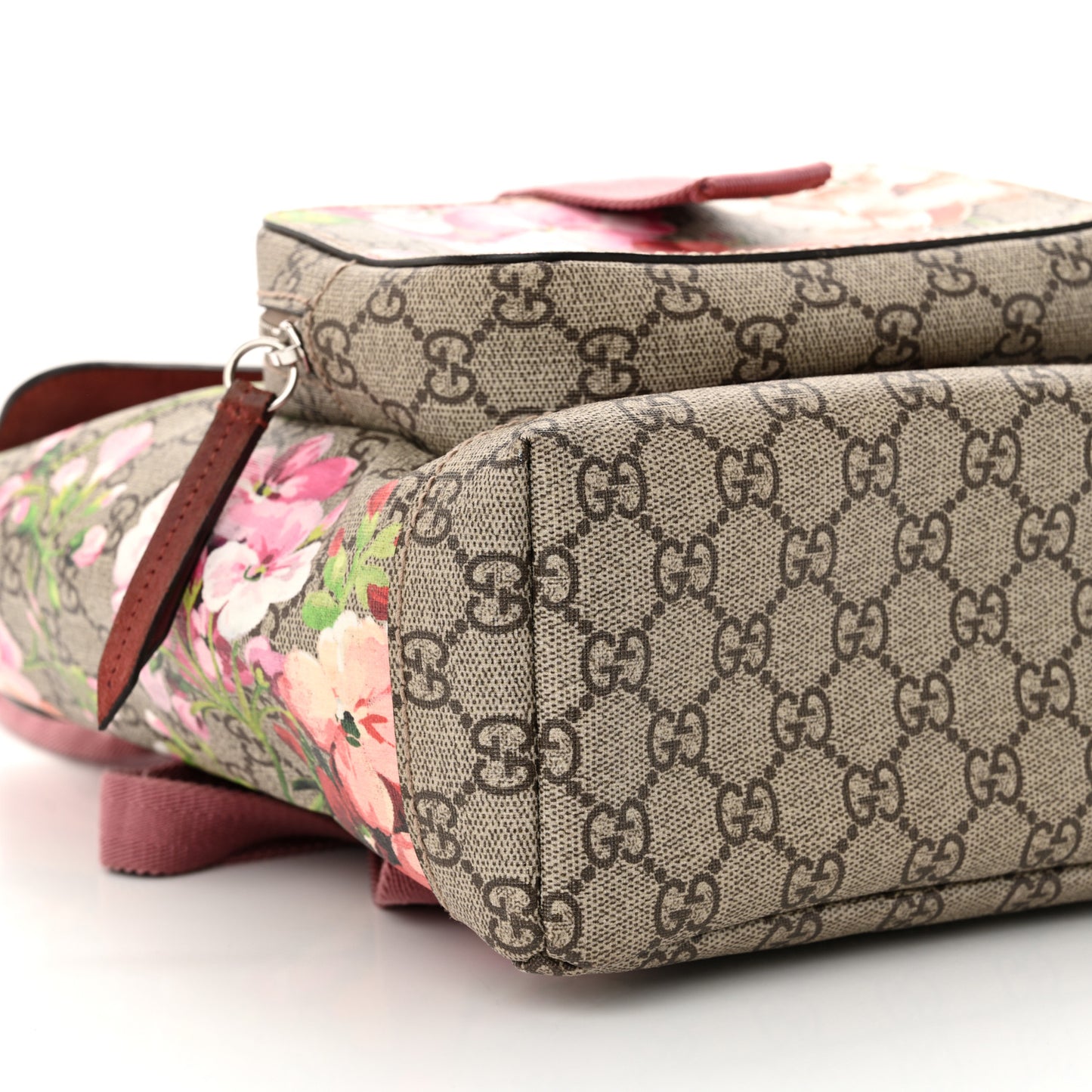 GG Supreme Monogram Blooms Small Single Buckle Backpack Beige Multicolor Dry Rose
