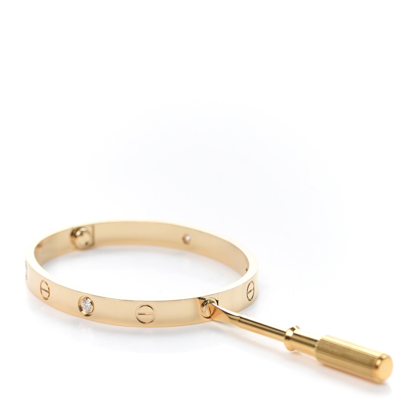 18K Yellow Gold 4 Diamond LOVE Bracelet 16