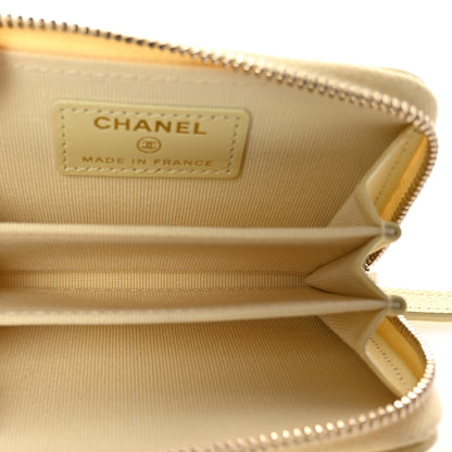 Chanel Caviar Quilted Zip Coin Purse Light Yellow 5 of 8