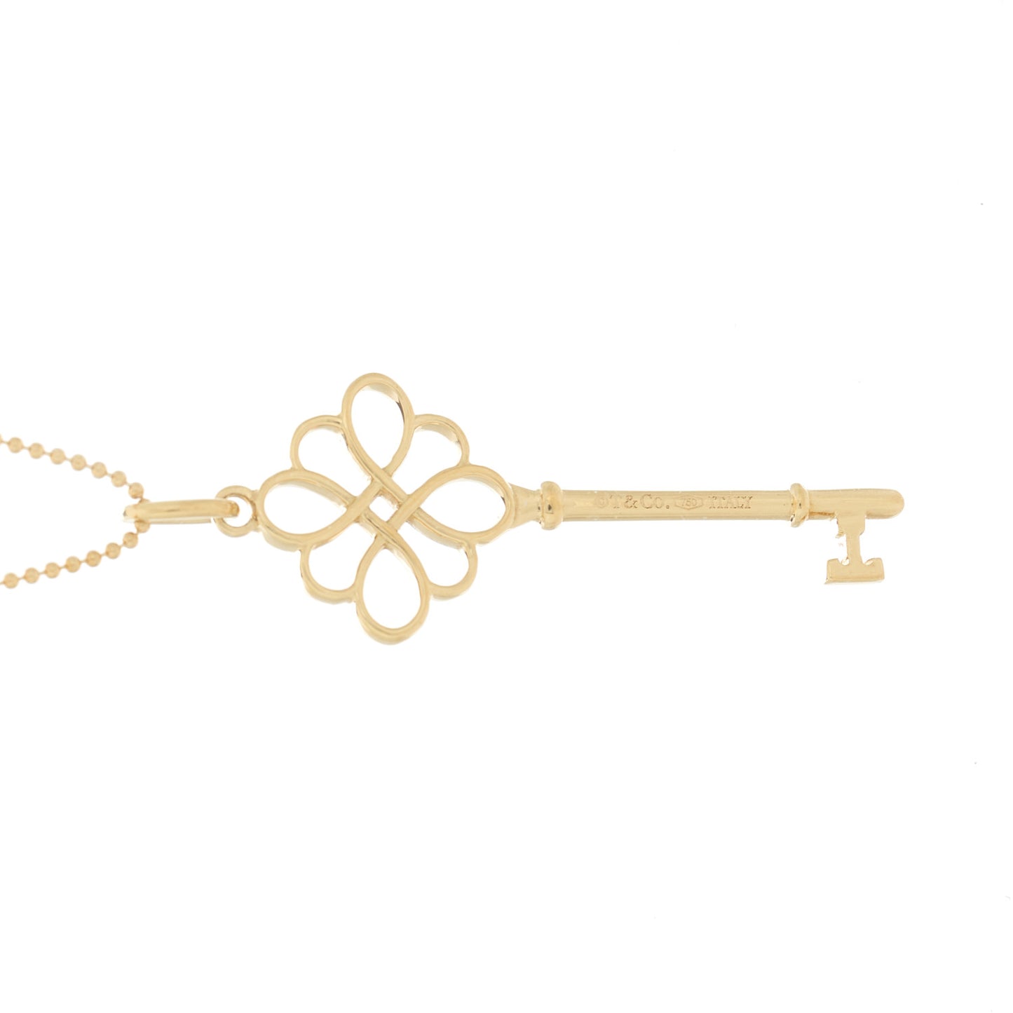 18K Yellow Gold Knot Key Pendant Necklace