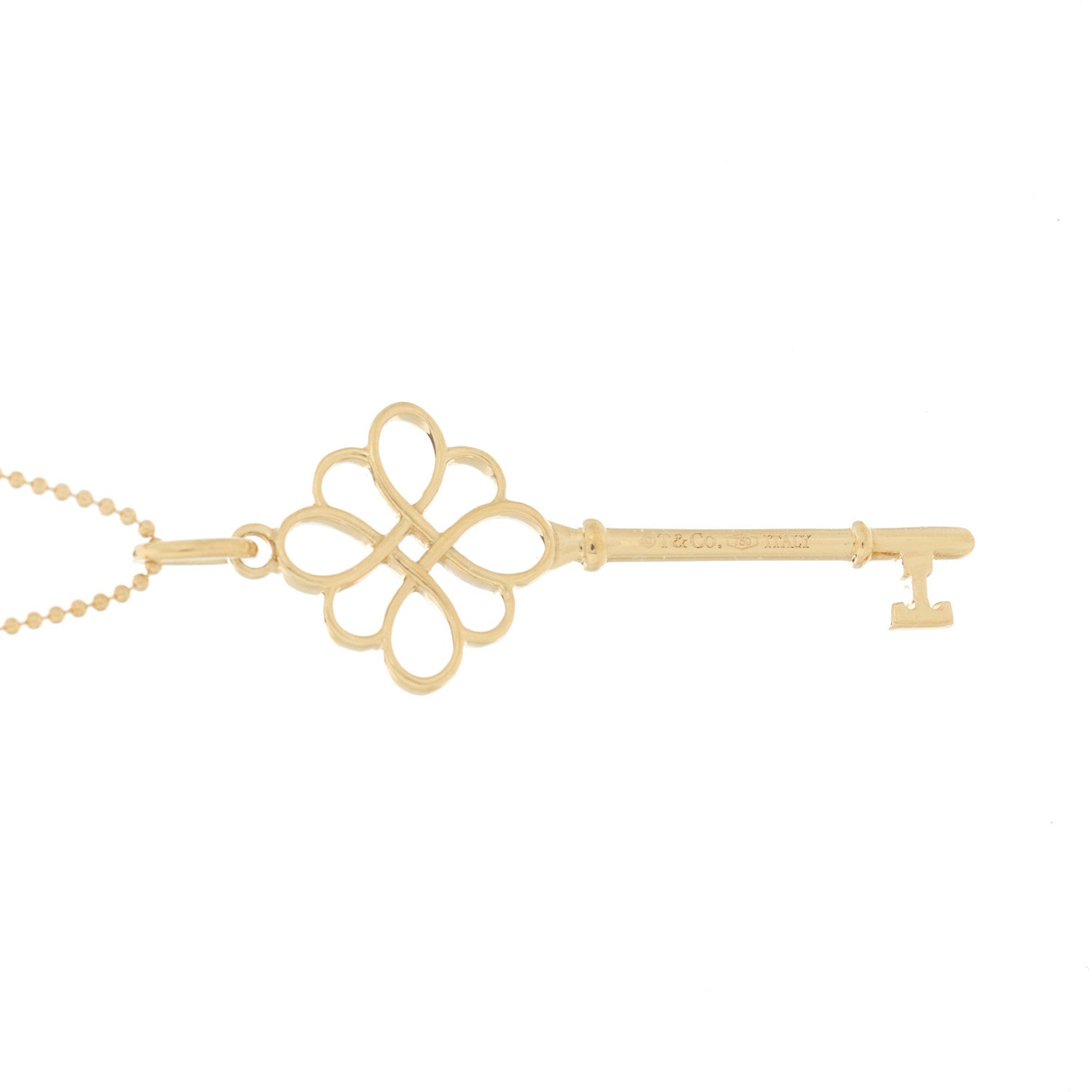 Tiffany 18K Yellow Gold Knot Key Pendant Necklace 6 of 6