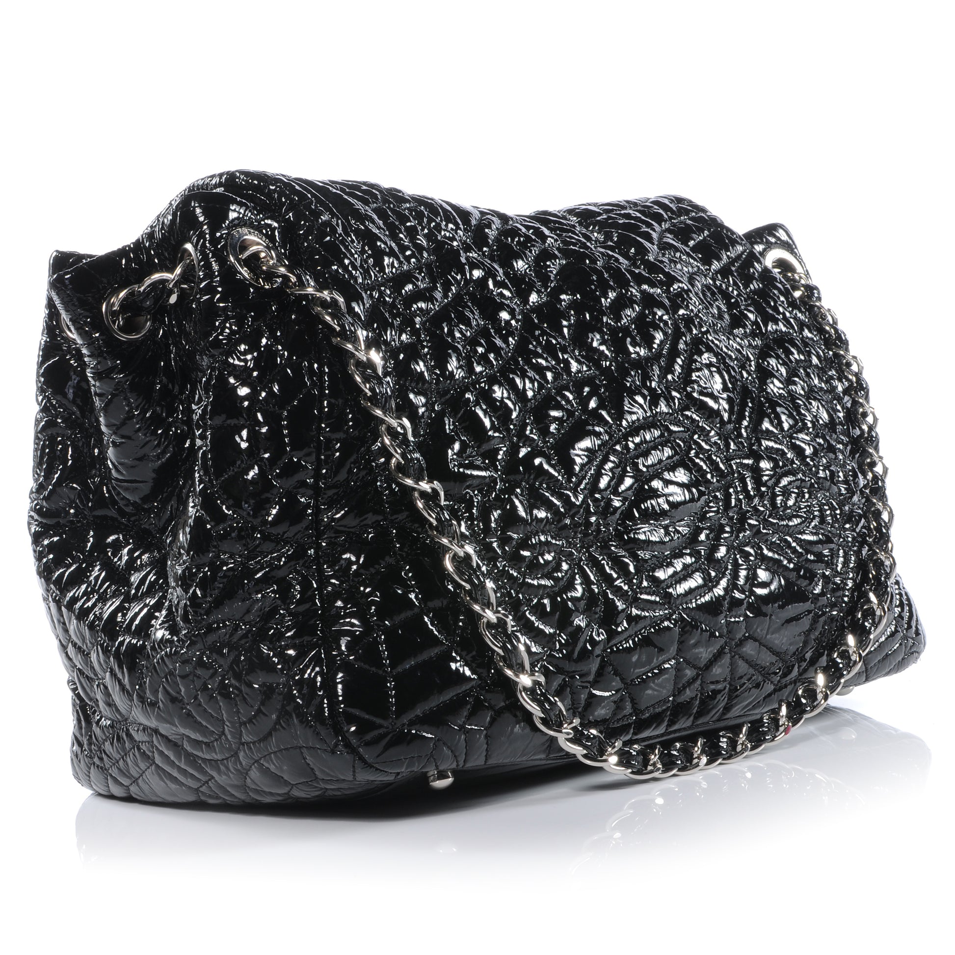 Chanel Vinyl Graphic Edge Accordion Flap Bag Black 3 of 8