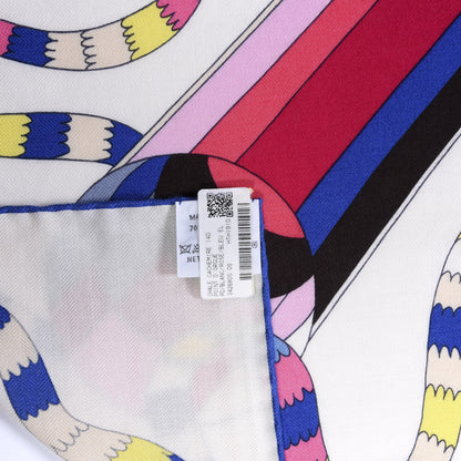 Hermes Cashmere Point D'Orgue Shawl 140 White Rose Bleu Electrique 2 of 4
