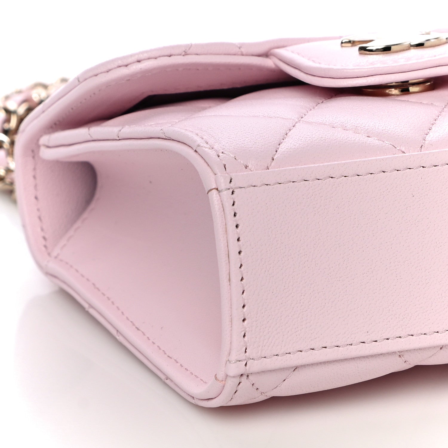 Chanel Lambskin Quilted Top Handle Clutch With Chain Light Pink 10 of 12
