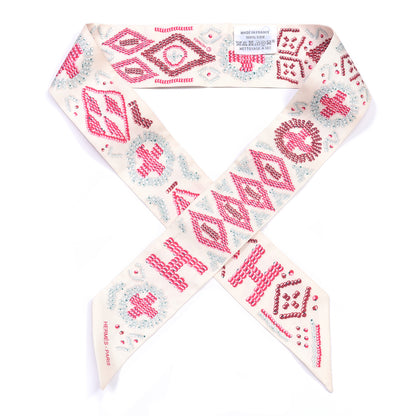 Hermes Silk Kelly En Perles Twilly Creme Framboise 1 of 4